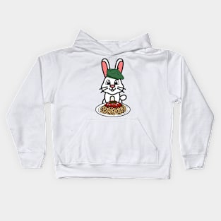 Cute bunny eating spaghetti Kids Hoodie